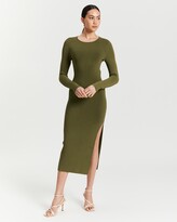 Thumbnail for your product : Shona Joy Women's Green Midi Dresses - Lyon Long Sleeve Backless Midi Dress - Size L at The Iconic