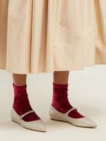 Thumbnail for your product : Darner Socks - Crushed Velvet Ankle Socks - Womens - Burgundy