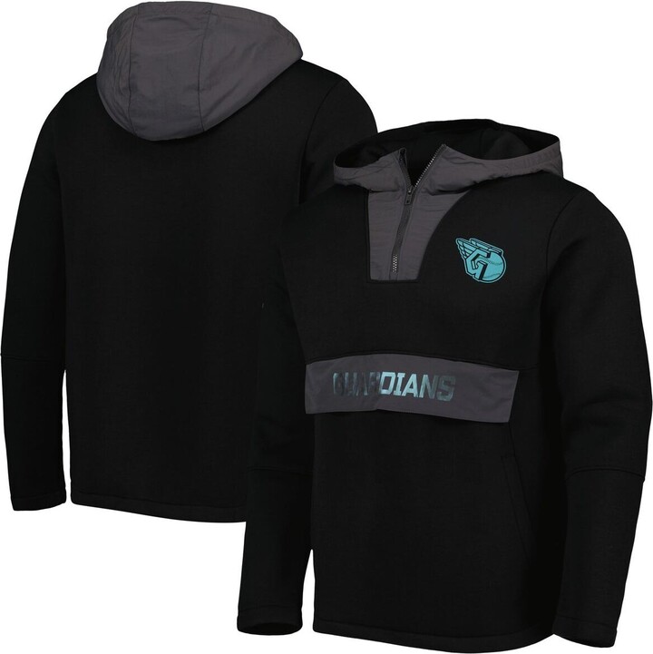 Men's LevelWear Black Cleveland Guardians Ruckus QuarterZip Hoodie