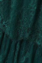 Thumbnail for your product : Self-Portrait Off-the-shoulder Tiered Lace Maxi Dress - Green