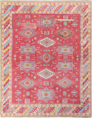 Rug & Kilim Antique Indian Agra Rug in an All over Red/Blue/Yellow Oriental Pattern