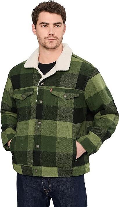 Levi's(r) Mens Relaxed Fit Plaid Trucker Men's Jacket Laredo Plaid Duffel Bag : MD, Cotton/Denim