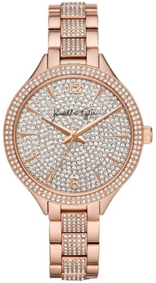 KENDALL + KYLIE Women's Rose Gold Tone Crystal Embellished Stainless Steel Strap Analog Watch 40mm