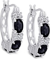 Thumbnail for your product : Macy's Small Rhodolite Garnet (3-1/3 ct. t.w.) & White Topaz (5/8 ct. t.w.) Hoop Earring in 14k Gold-Plated Sterling Silver (Also in Sapphire) - Black Sapphi