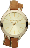 Thumbnail for your product : Michael Kors Double-Wrap Leather Watch, Golden