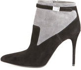 Thumbnail for your product : Alexander McQueen Suede Point-Toe Ankle Bootie, Black/Gray