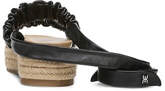 Sam Edelman Kerin Ankle-Tie Ruched Leather Flatform Espadrilles