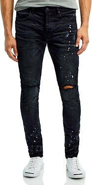 PURPLE Men's P001 Black Resin Skinny Jeans
