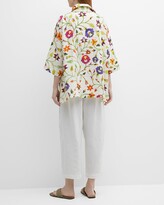 Thumbnail for your product : eskandar Floral-Print Button-Front Shirt with Sloped Shoulders