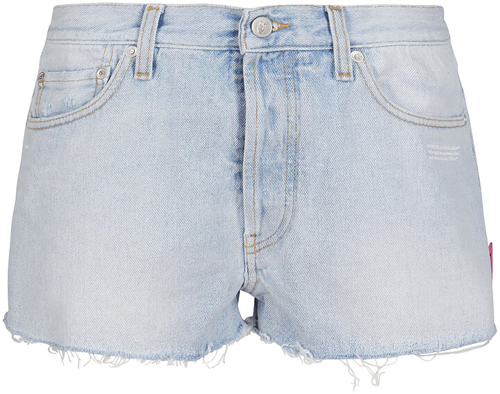 OffWhite Frayed Hem Denim Shorts ShopStyle