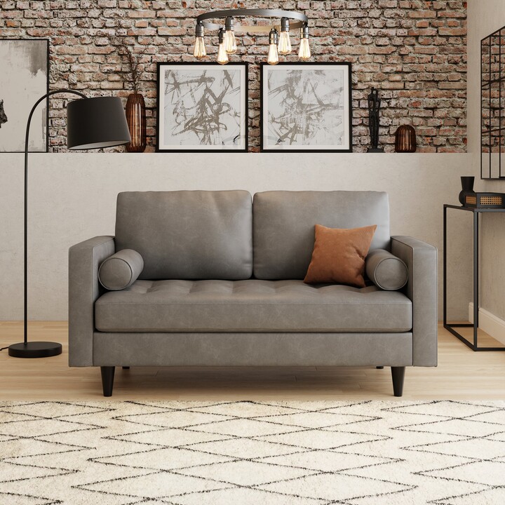 Dunelm Zoe Distressed Faux Leather 2 Seater Sofa Grey ShopStyle