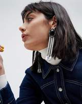Thumbnail for your product : ASOS Design Statement Stone And Tipped Chain Tassel Earrings