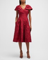 Thumbnail for your product : Rickie Freeman For Teri Jon Pleated Jacquard Cap-Sleeve Dress