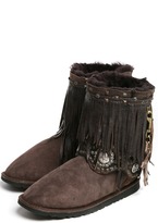 Thumbnail for your product : Kettle Black Fringe Rocker Boots in Chocolate