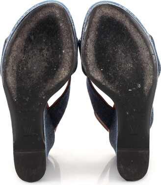 Louis Vuitton Light Blue Monogram Denim Espadrille Slingback Wedge Sandals  Size 40 - ShopStyle