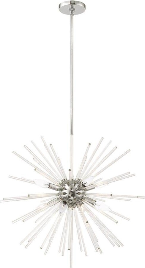 AVIANCE LIGHTING Delano 8-Light Polished Chrome Starburst Pendant Chandelier with Clear Glass Rods
