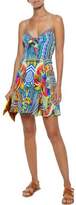 Thumbnail for your product : Camilla Woman Book A Shade Embellished Printed Silk Crepe De Chine Mini Dress Bright Blue Size M