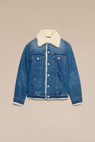Thumbnail for your product : AMI Paris Trucker Jacket Lined With Synthetic Fur Blue Unisex