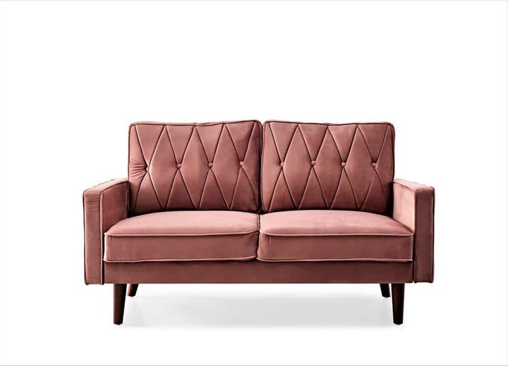 Us Pride Furniture Feemster 58 in. Rose Tufted Velvet 2-Seat Loveseat with Cushion Back