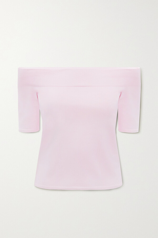 Alexander McQueen Off-the-shoulder Stretch-knit Top - Pink