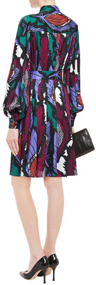 Carolina Herrera Belted Printed Satin-jacquard Shirt Dress