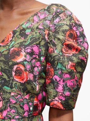 Marni Zip-through Floral-print Cotton-blend Midi Dress - Pink Multi