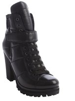 Thumbnail for your product : Prada black leather lace up lug sole booties