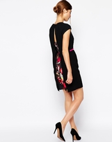 Thumbnail for your product : Ted Baker Dress with Pleated Cape Detail and Pink Belt