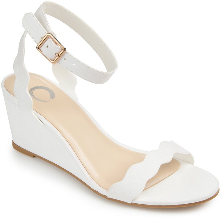 white flat wedge sandals