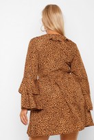 Thumbnail for your product : boohoo Plus Leopard Print Ruffle Smock Dress