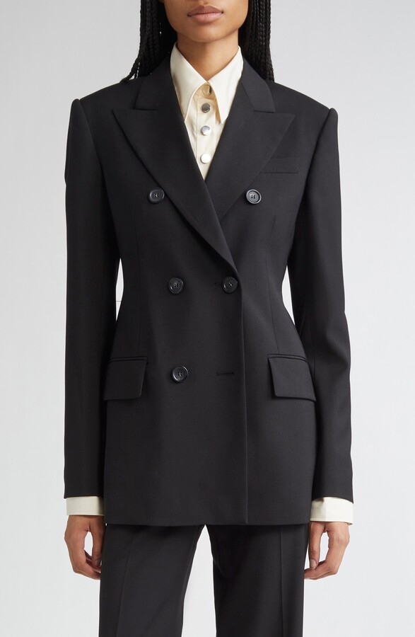 Sportmax Adamo Double Breasted Tailored Virgin Wool Blazer