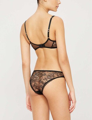 AGENT PROVOCATEUR Quinny sequin-embellished embroidered tulle underwired bra