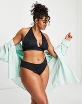 Thumbnail for your product : ASOS Curve ASOS DESIGN Curve mix and match halter plunge bikini top in black