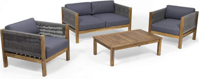 Laurel Outdoor/Patio 4 Seater Chat Set_Loveseat & Coffee Table & Club Chair