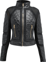 Thumbnail for your product : Blanc Noir Mesh Leather Moto Jacket