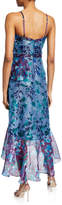 Thumbnail for your product : Marchesa Colorblock Floral Organza Sleeveless High-Low Side-Ruffle Gown