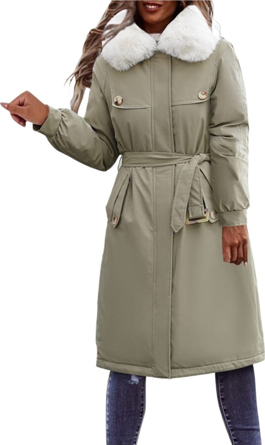 Generic Womens Waterproof Trench Raincoat Winter Coats for Women Full Zip  Up Thick Warm Coat Long-Sleeve Lightweight Anorak Soft Polar Fleece Sherpa  Lined Coat(c-Green - ShopStyle