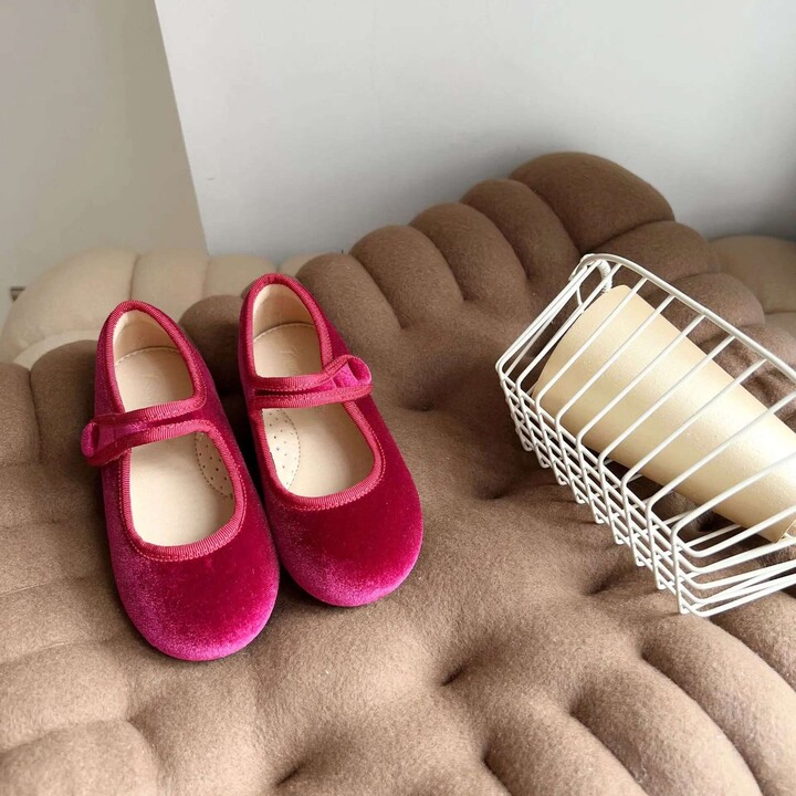 New Girl Princess Shoes Sweet Velvet Wrapped Foreign Style Solid Color All Matching Single Shoes Baby Small Cloth Shoes