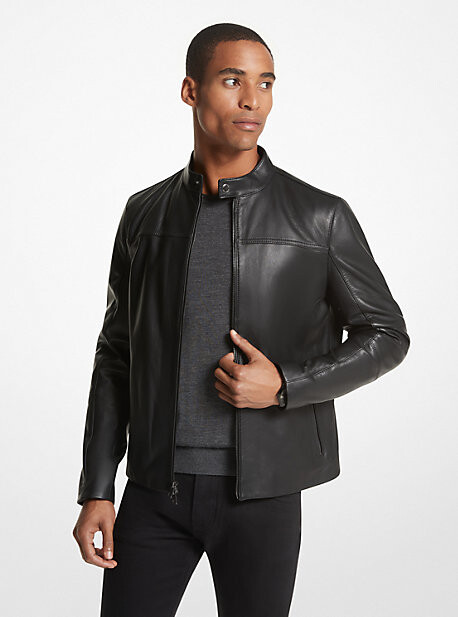 mk mens leather jacket
