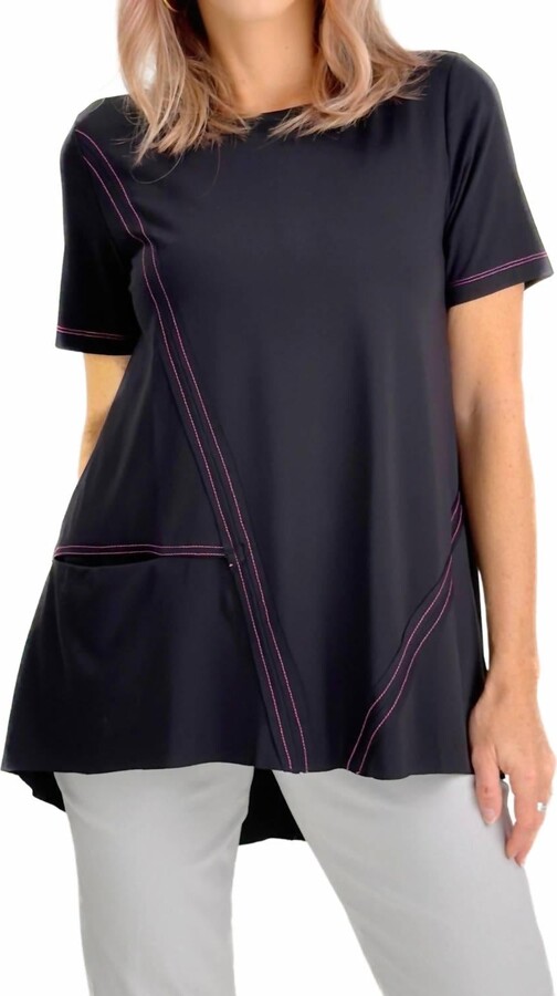 Ozai N Ku Ponte Stitch Pocket Tee In Black