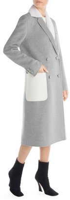 Fendi Sheared Mink Trim Double-Breasted Cashmere Coat