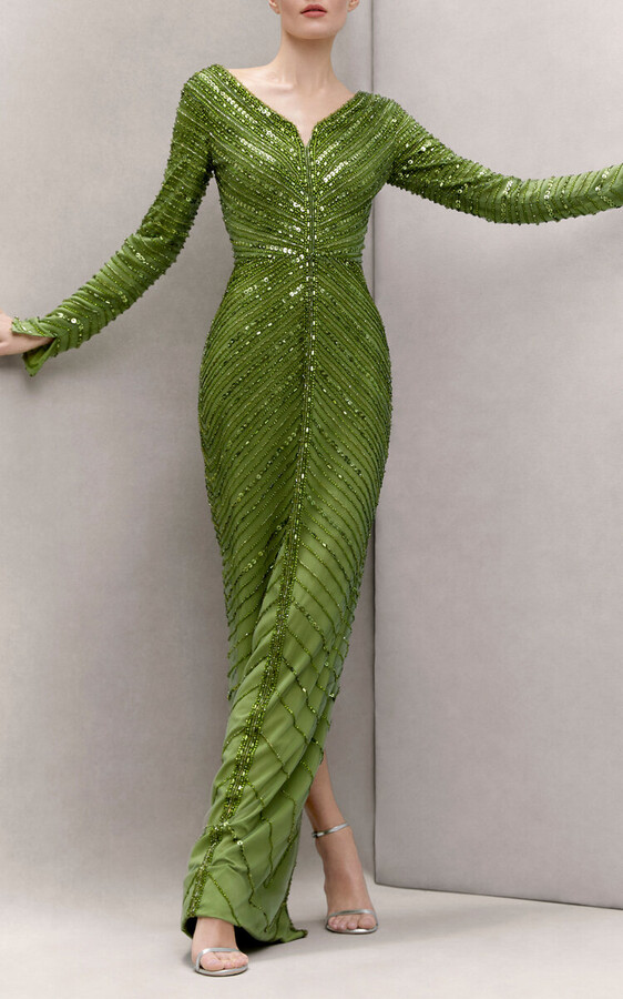 Pamella Roland SequinEmbroidered Tulle Gown ShopStyle Evening Dresses