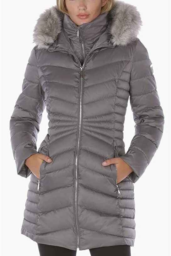 womens gray puffer jacket