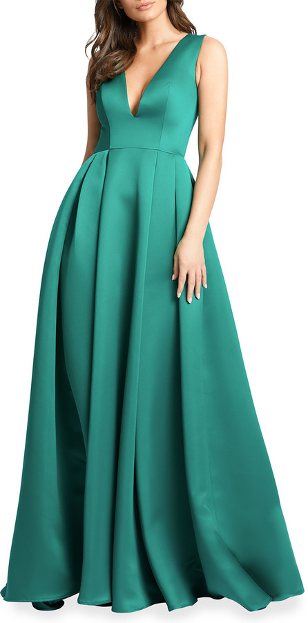 pleated long gown