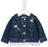 Thumbnail for your product : MonnaLisa Daisy Duck-embroidered denim jacket