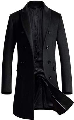 OCHENTA Men's Slim Fit Winter Wool Peacoat Overcoat Grey US L - Asian 3XL