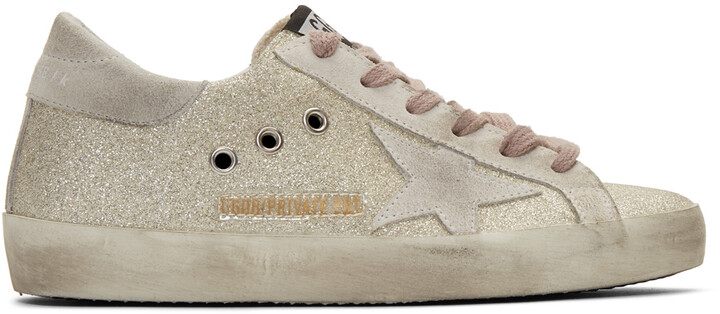 Super Star Glitter Suede Sneakers in Silver - Golden Goose