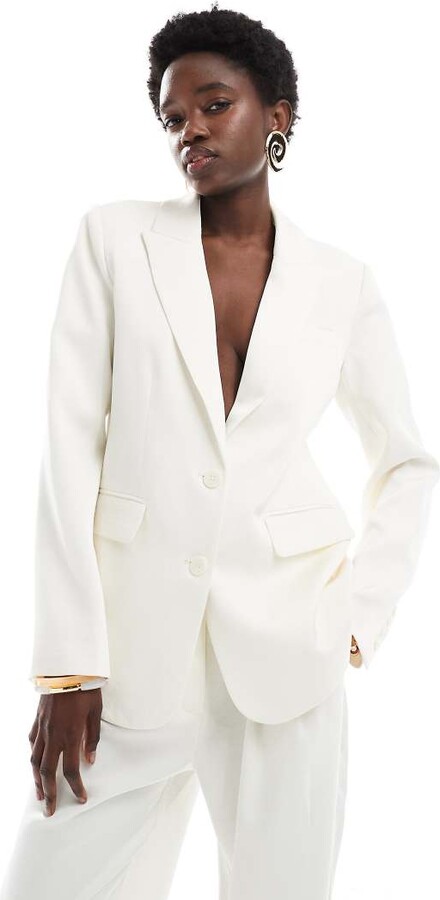 4th Reckless satin tailored blazer in cream (Part of a set