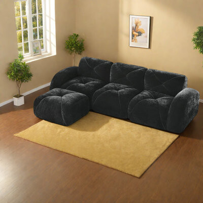 Wrought Studio Ergonomic Velvet Sofas Modern Tufted Design For Living Room