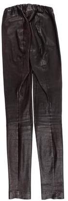 The Row Leather Low-Rise Leggings